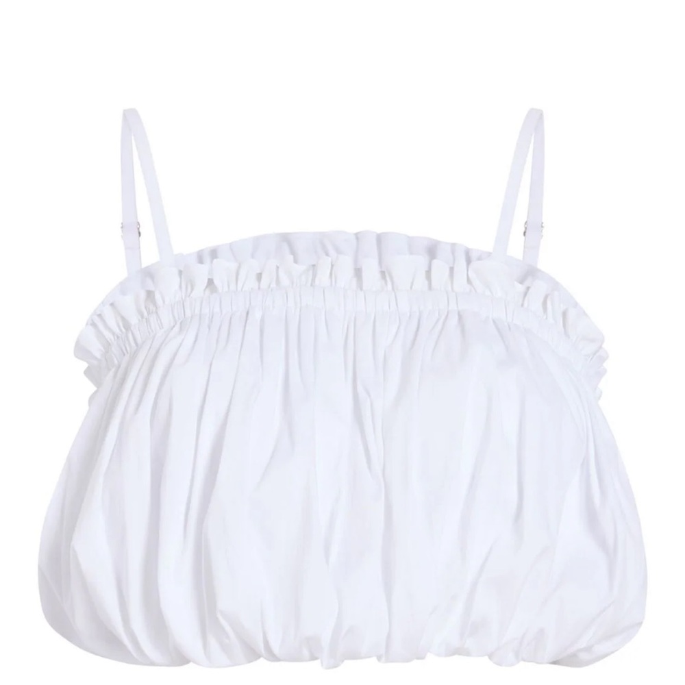 Cinq a Sept Ivee puffball cropped cotton top Reg. $225 white SZ XXS | O/2 SOLD